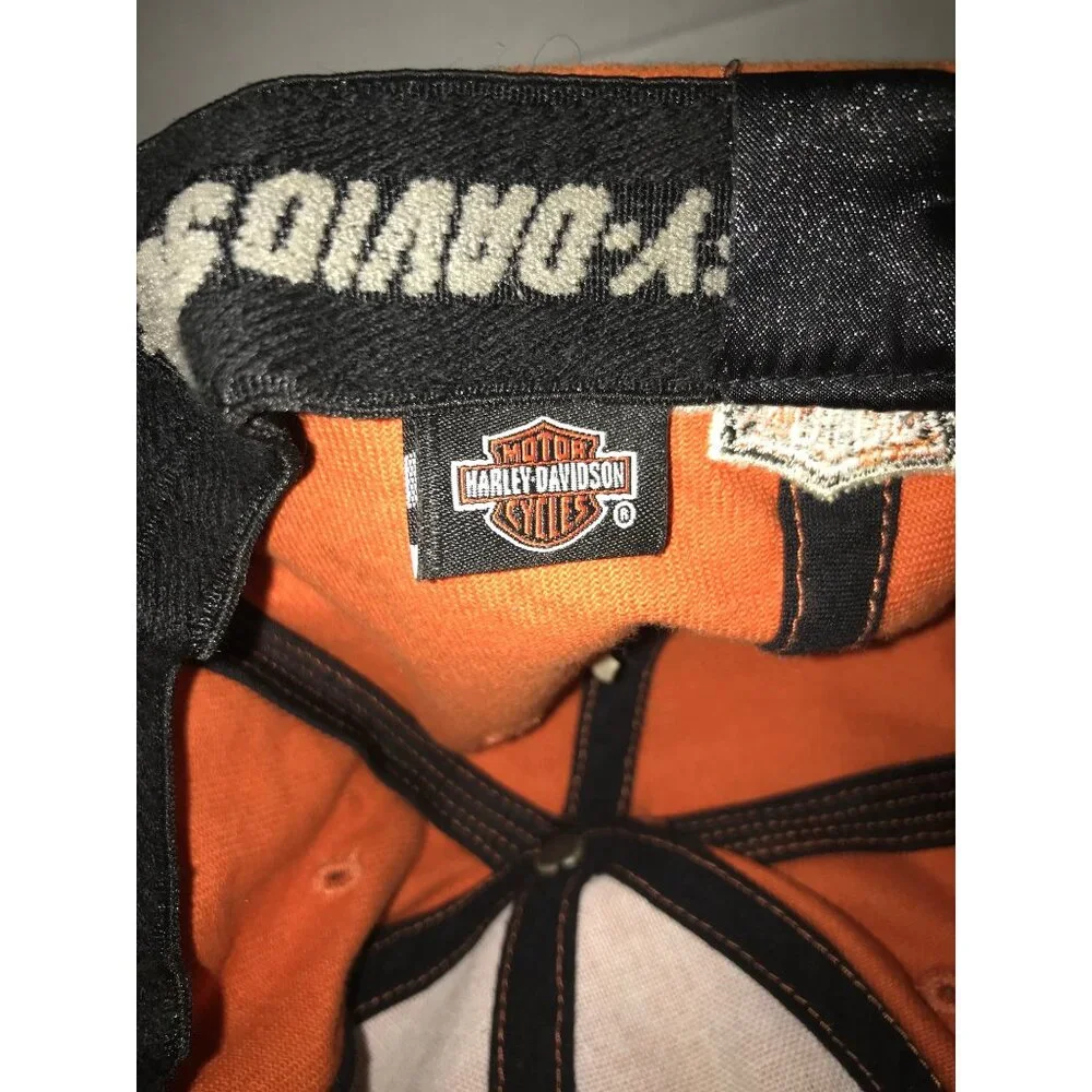 Harley-Davidson Orange Baseball Cap XL Carolina Gastonia NC Embroidered Logo Adj